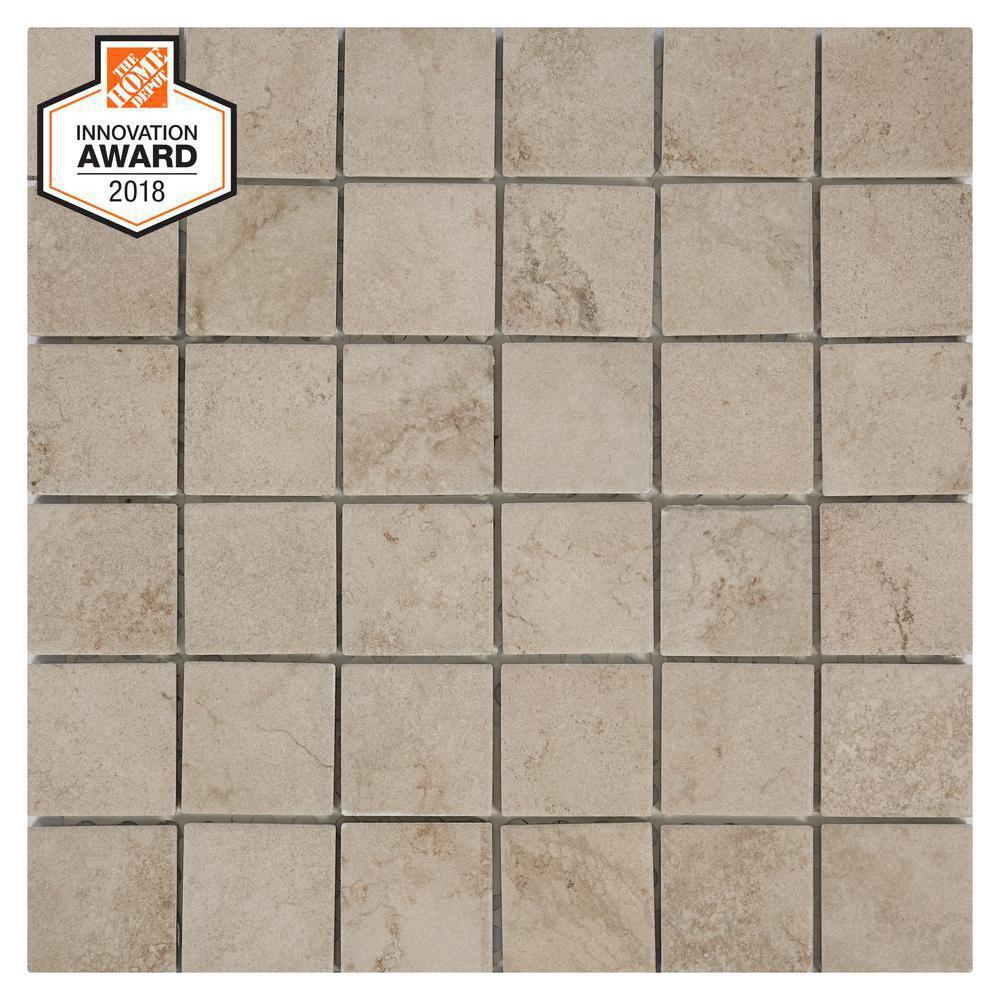 LifeProof Limestone 12 in. x 12 in. x 6.35mm Ceramic Mosaic Floor and