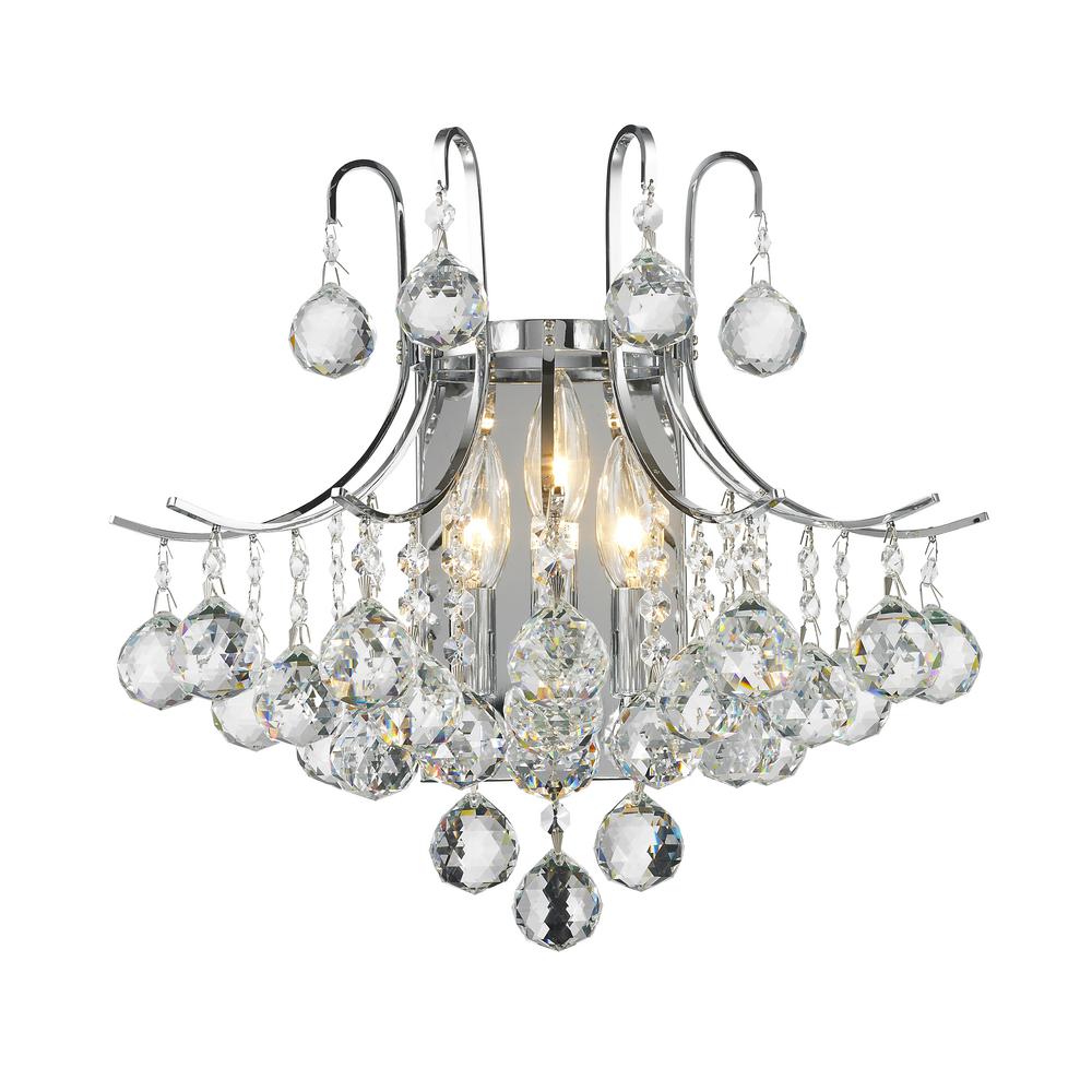 Crystal Sconces Lighting The Home Depot Empire 3 Light Polished Chrome Sconce With Clear Crystal