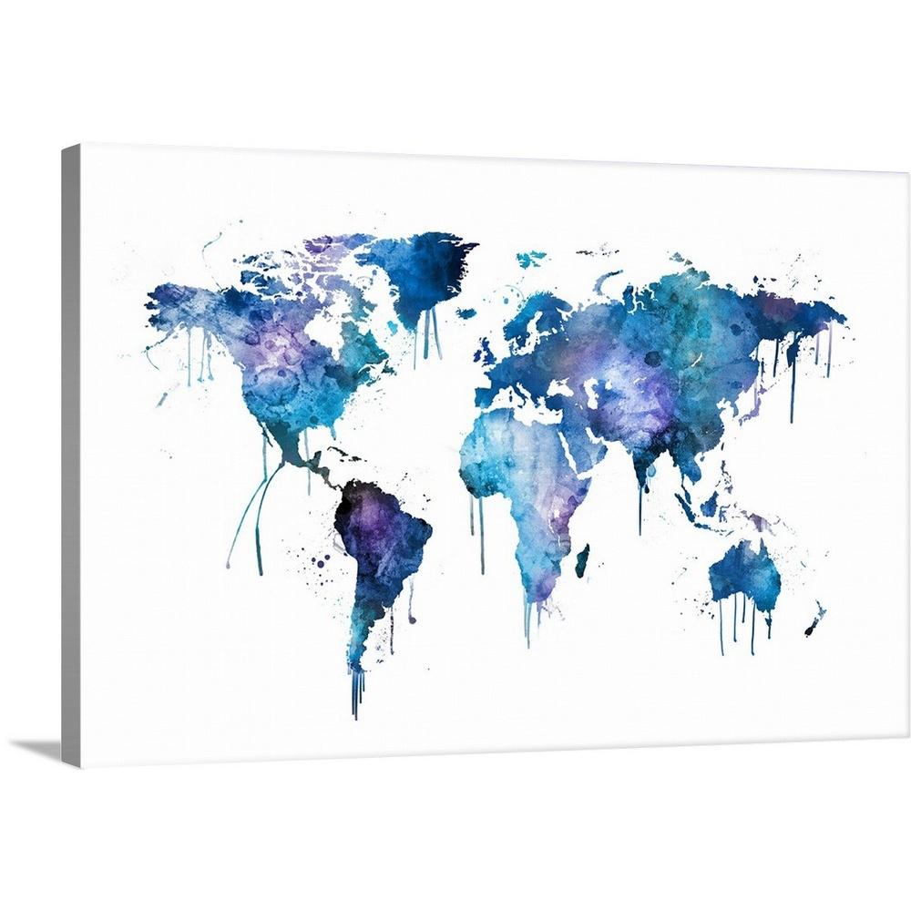 Greatbigcanvas Watercolor Map Of The World Map By Michael