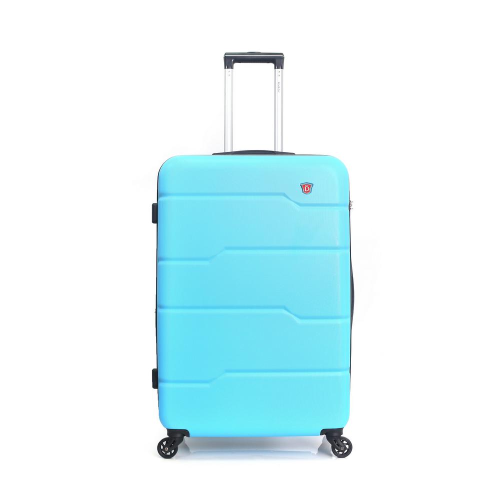 light blue hard suitcase