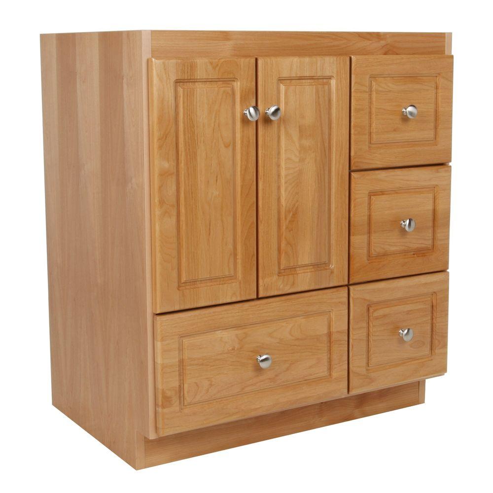 Simplicity By Strasser Ultraline 30 In W X 21 D 34 5 H Vanity With Right Drawers Cabinet Only Natural Alder