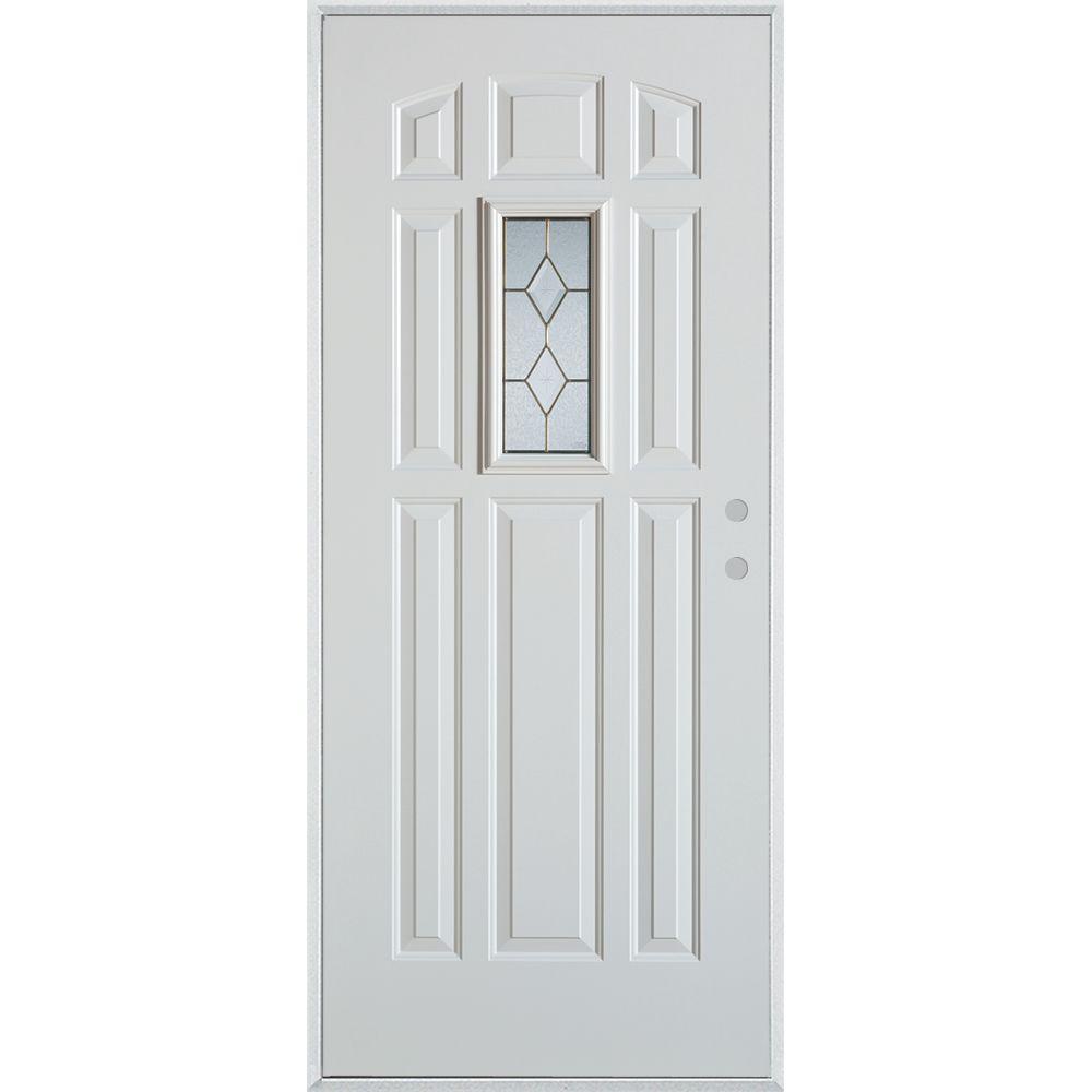 Stanley Doors 32 in. x 80 in. Geometric Zinc Rectangular 1 Lite 9-Panel ...