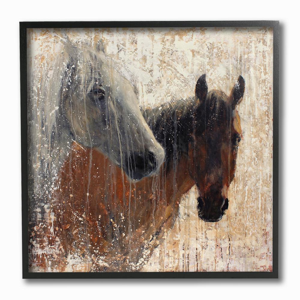 The Stupell Home Decor Collection 12 In X 12 In Rustic Distressed Surface White And Brown Horses By Robert Farkas Framed Wall Art Aap 251 Fr 12x12 The Home Depot
