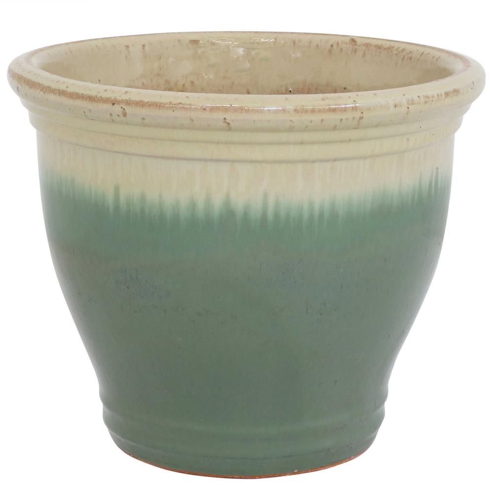 Sunnydaze Decor Studio 15 in. Light Green Ceramic Indoor/Outdoor ...