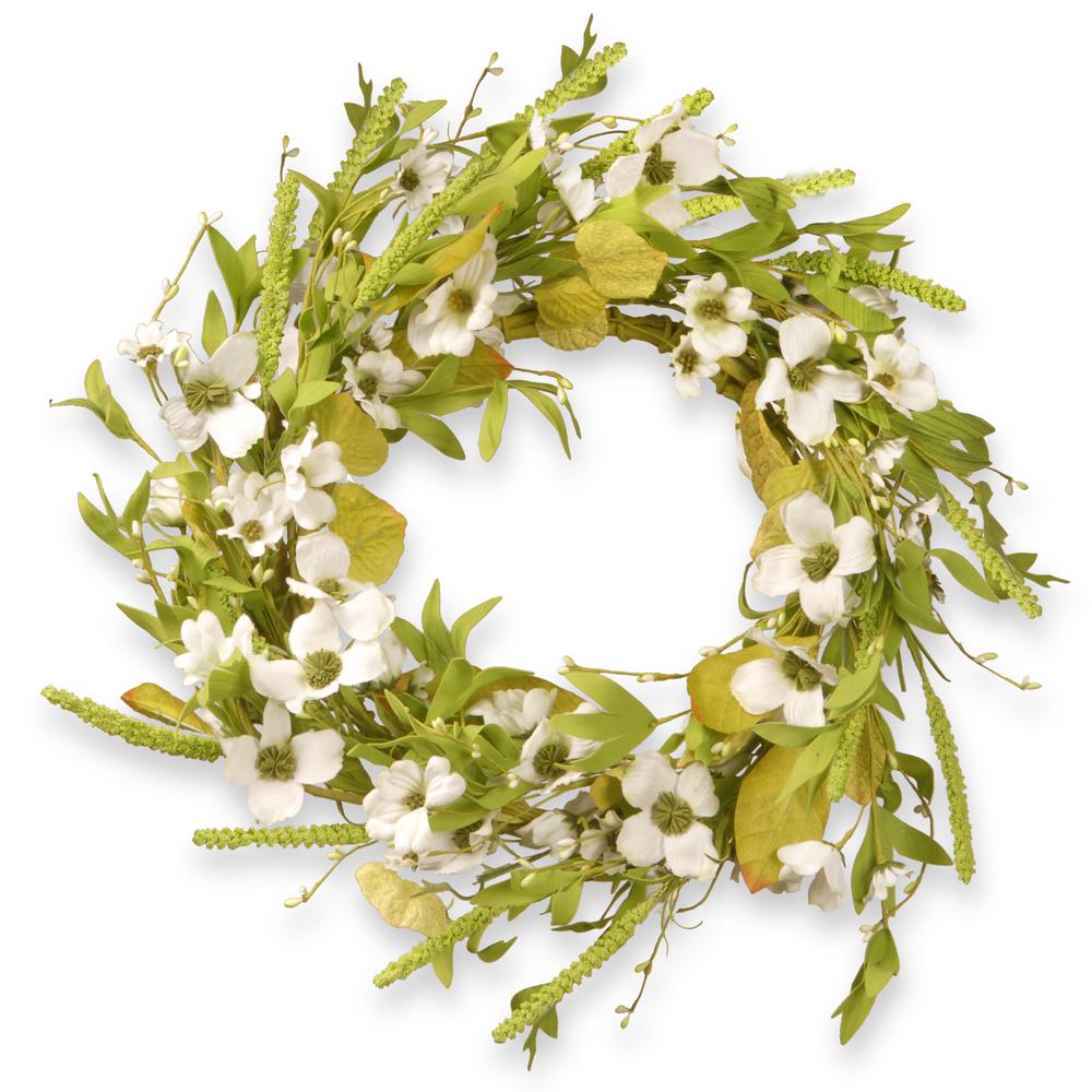 National Tree Company 22 In Dogwood White Wreath Ras Jx14005