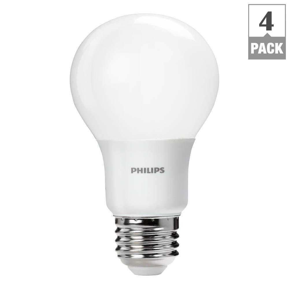 Philips 60-Watt Equivalent A19 LED Light Bulb Daylight (4-Pack ... Philips 60-Watt Equivalent A19 LED Light Bulb Daylight (4-Pack ...