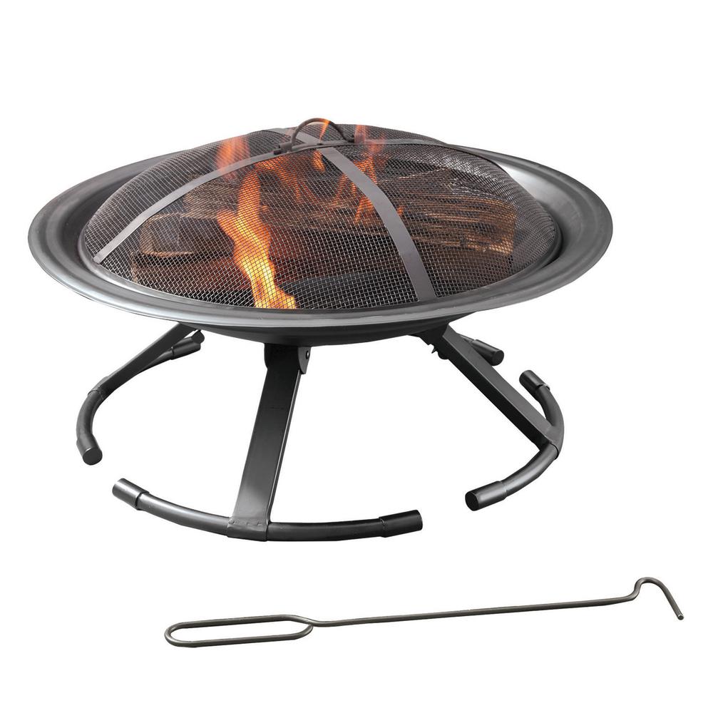 Pleasant Hearth Grab N Go Folding 26 In X 16 Round Steel Wood Grab N Go Folding 26 In X 16 Round Steel Wood Fire Pit Black With Carrying Case