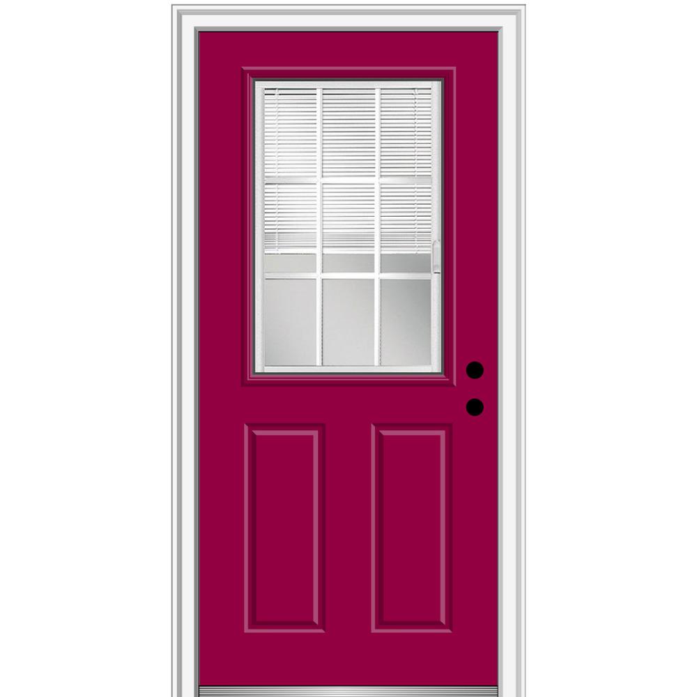 Mmi Door 36 In X 80 Internal Blinds Gbg Low E Glass Left Hand 1 2 Lite Clear Painted Fiberglass Smooth Prehung Front