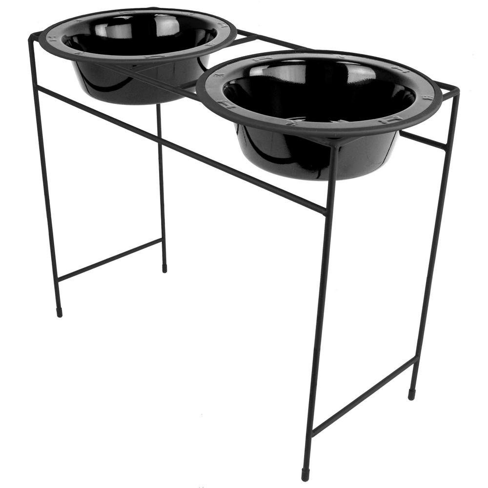 Platinum Pets 10 Cup Modern Double Diner Feeder with Dog Bowls, Midnight Black by Platinum Pets