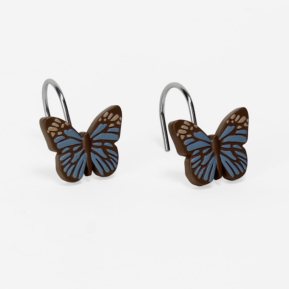 Faith Freestanding Shower Curtain Hooks in Blue (12-Pack)