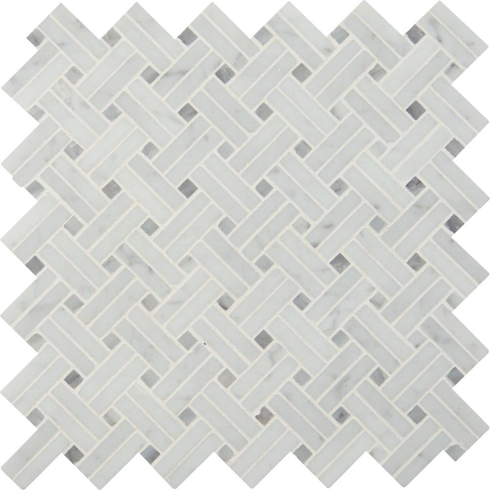 Msi Carrara White Basket Weave 12 In X 12 In X 10mm Polished