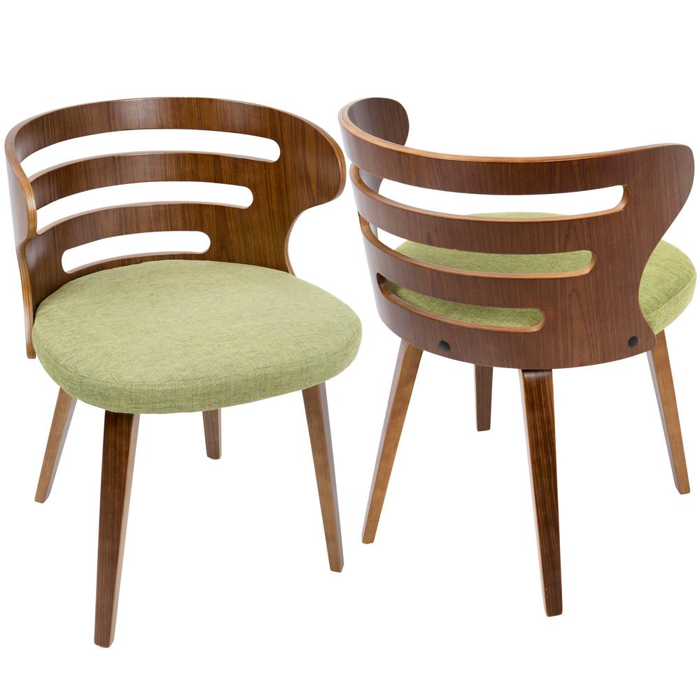 Lumisource Cosi Mid Century Modern Walnut And Green Fabric Dining Cosi Mid Century Modern Walnut And Green Fabric Dining Accent Chair