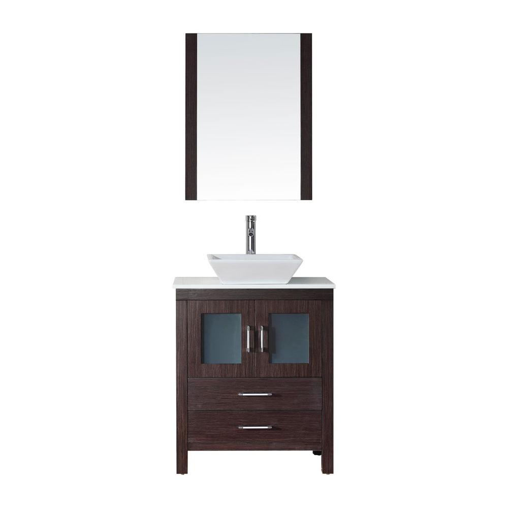 Virtu Usa Dior 28 In W X 18 3 D Vanity Espresso With Stone D Vanity In Espresso With Stone Top White Basin And Mirror Ks 70028 S Es The Home Depot