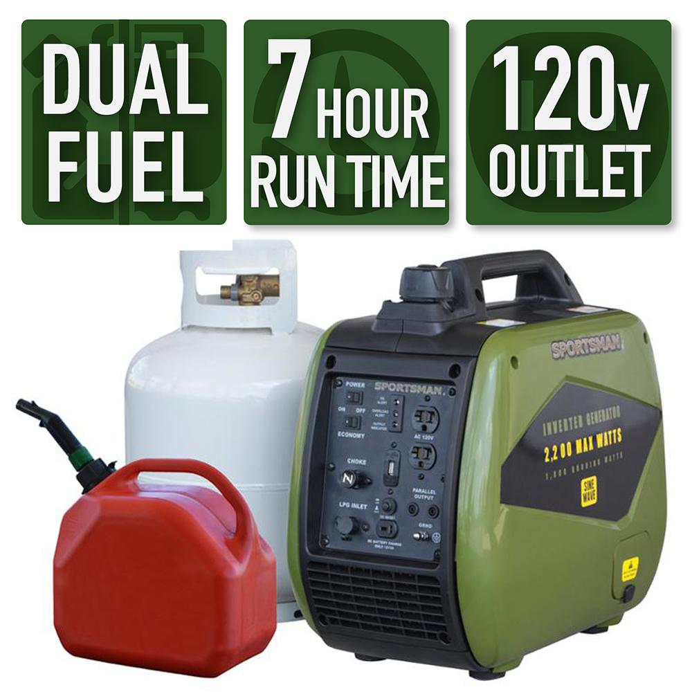 Sportsman 2,200/1,800-Watt Dual Fuel LPG/Gasoline Powered  