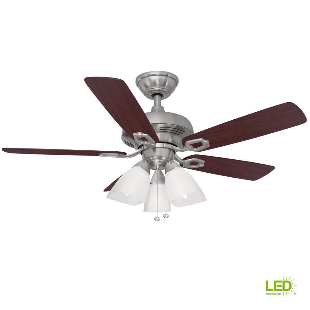 UPC 082392913441 product image for Hampton Bay St. David 44 in. LED Indoor Brushed Nickel Ceiling Fan with Light Ki | upcitemdb.com