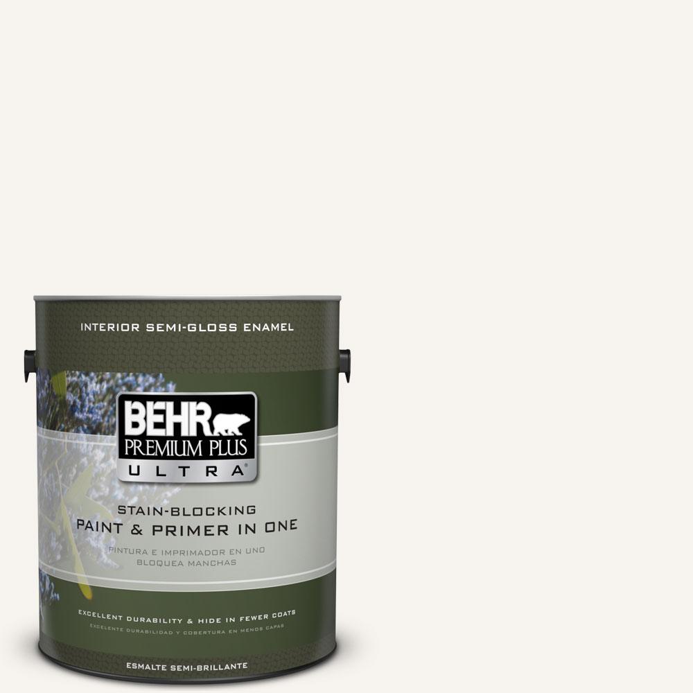 BEHR 1 gal. #YL-W15 Polar Bear Semi-Gloss Enamel Alkyd Interior ...