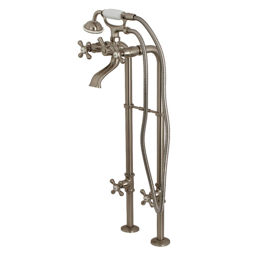 Kingston Brass Traditional 3Handle Floor Mount Claw Foot Tub Faucet with Handshower Combo Set