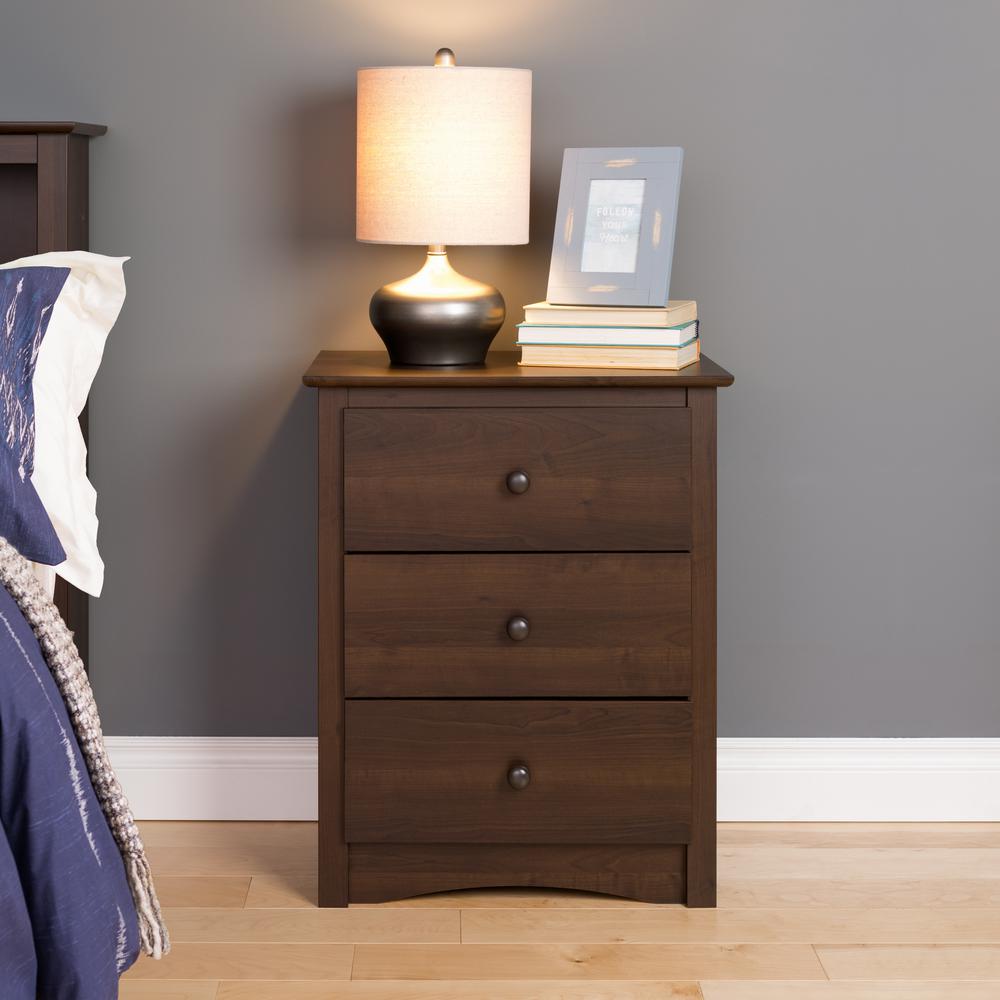 3 Brown Wood Nightstands Bedroom Furniture The Home Depot Fremont 3 Drawer Espresso Nightstand