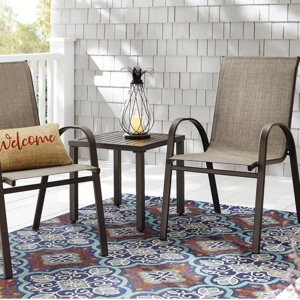 Hampton Bay 2 Pack Outdoor Dining Chair Mix n Match Brown Stackable Sling Patio