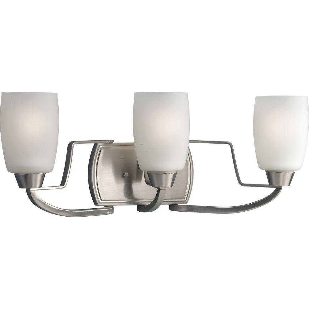 Progress Lighting Wisten 3 Light Brushed Nickel Bathroom Vanity Progress Lighting Wisten 3 Light Brushed Nickel Bathroom Vanity With Gl Shades