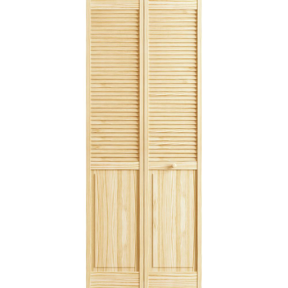 Veranda 30 In X 78 In Raw Louver Panel Pine Interior Closet Bi Fold Door