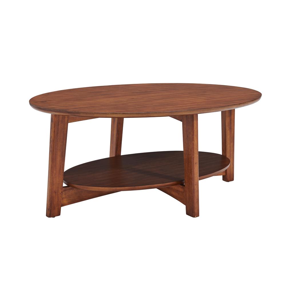 Alaterre Furniture Monterey 48 In L Warm Chestnut Oval Mid Century Modern Wood Coffee Table Anmt1170 The Home Depot