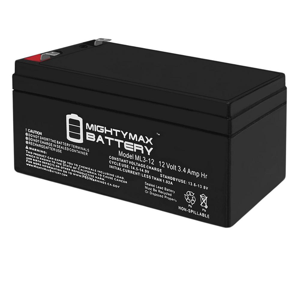 MIGHTY MAX BATTERY 12-Volt 3 Ah Sealed Lead Acid (SLA) Battery Includes ...