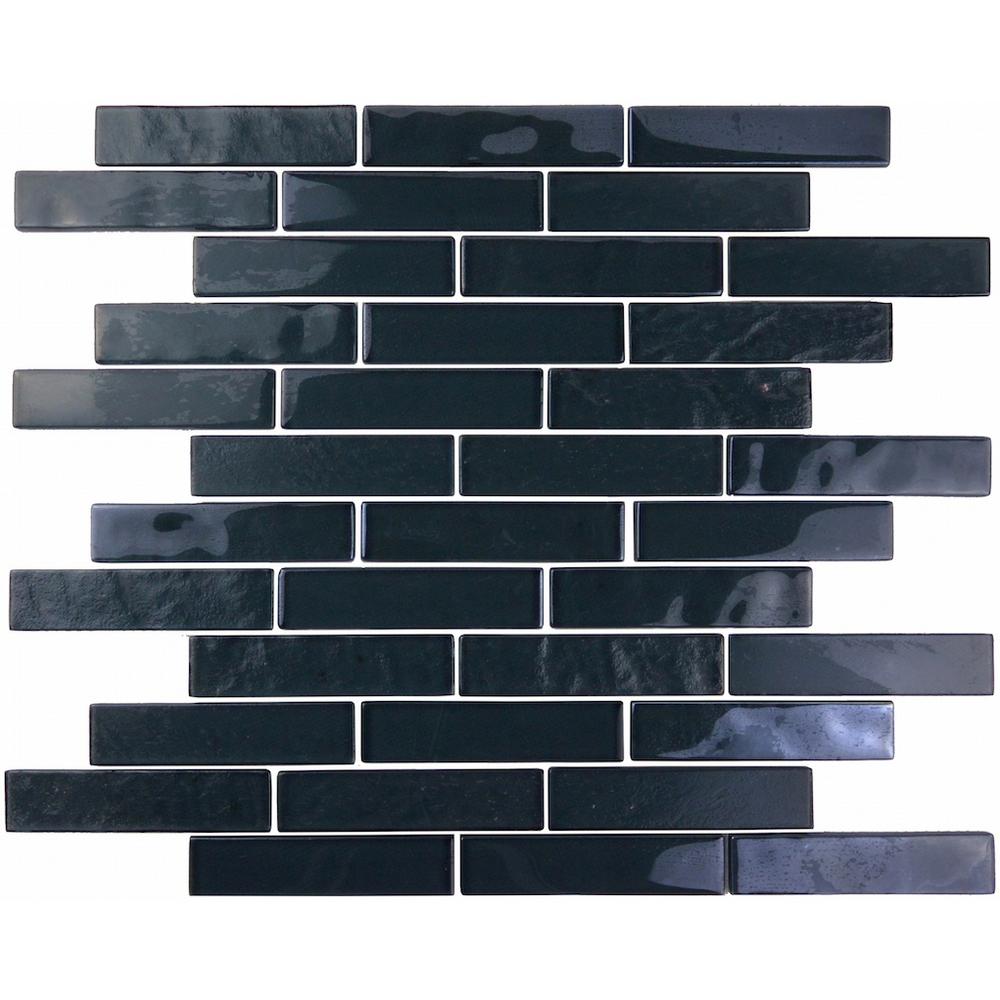 Linear Backsplash Mosaic Tile The Home Depot Black