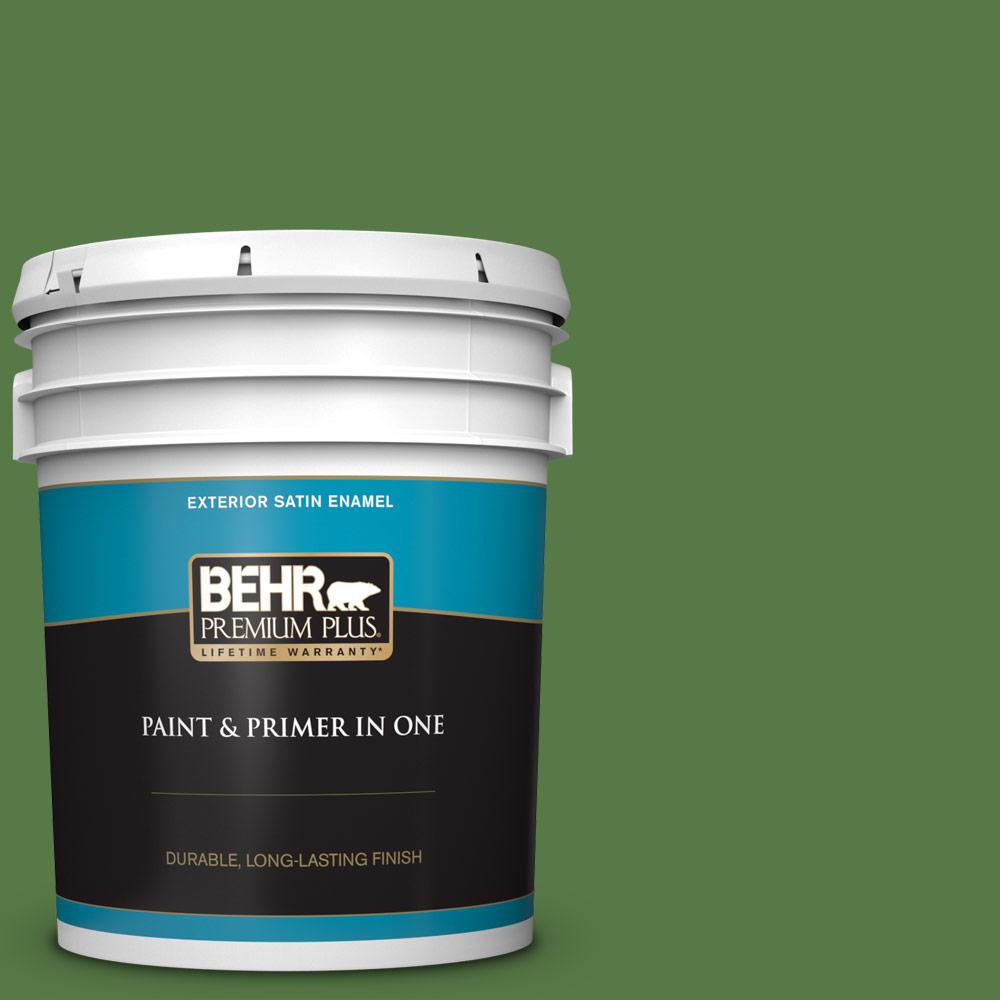 BEHR PREMIUM PLUS 5 gal. SH430 Mossy Green Satin Enamel