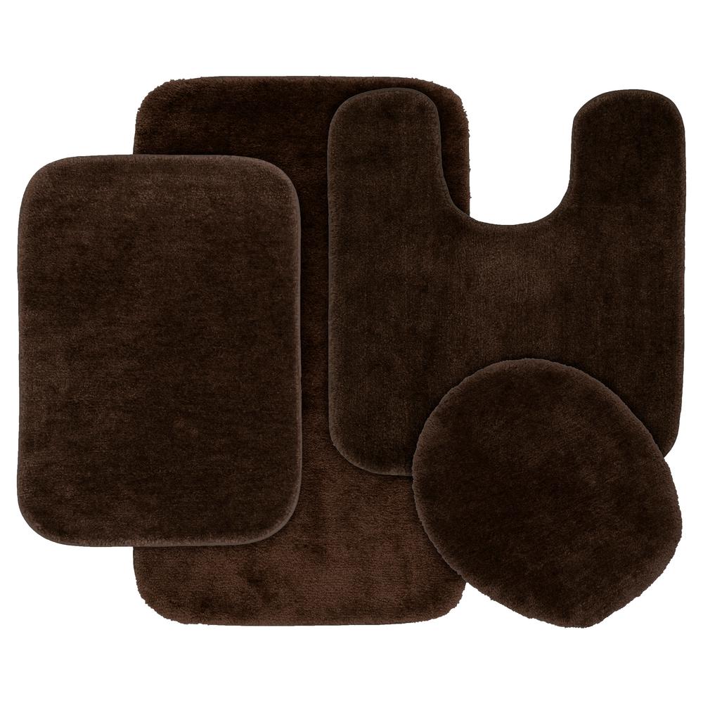Garland Rug Traditional Chocolate 4 Piece Washable Bathroom Chocolate 4 Piece Washable Bathroom Rug