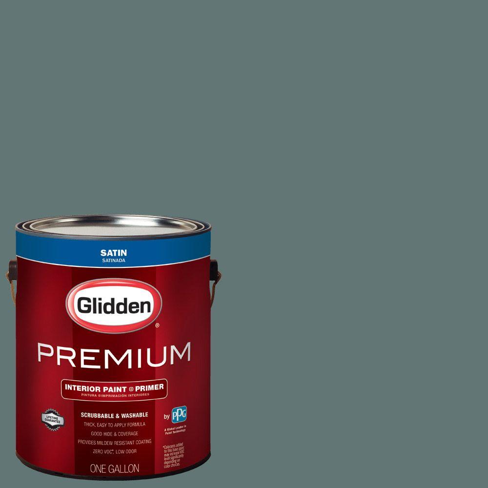 Glidden Premium 1 Gal Hdgcn21d Dark Teal Woods Satin Interior Hdgcn21d Dark Teal Woods Satin Interior Paint With Primer