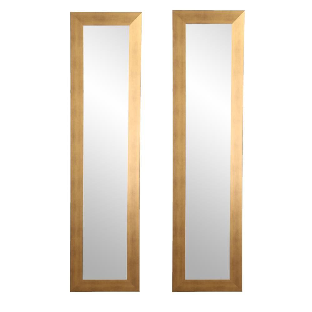 16 In X 71 2 Piece Brushed Gold Slim Full Length Mirror Set