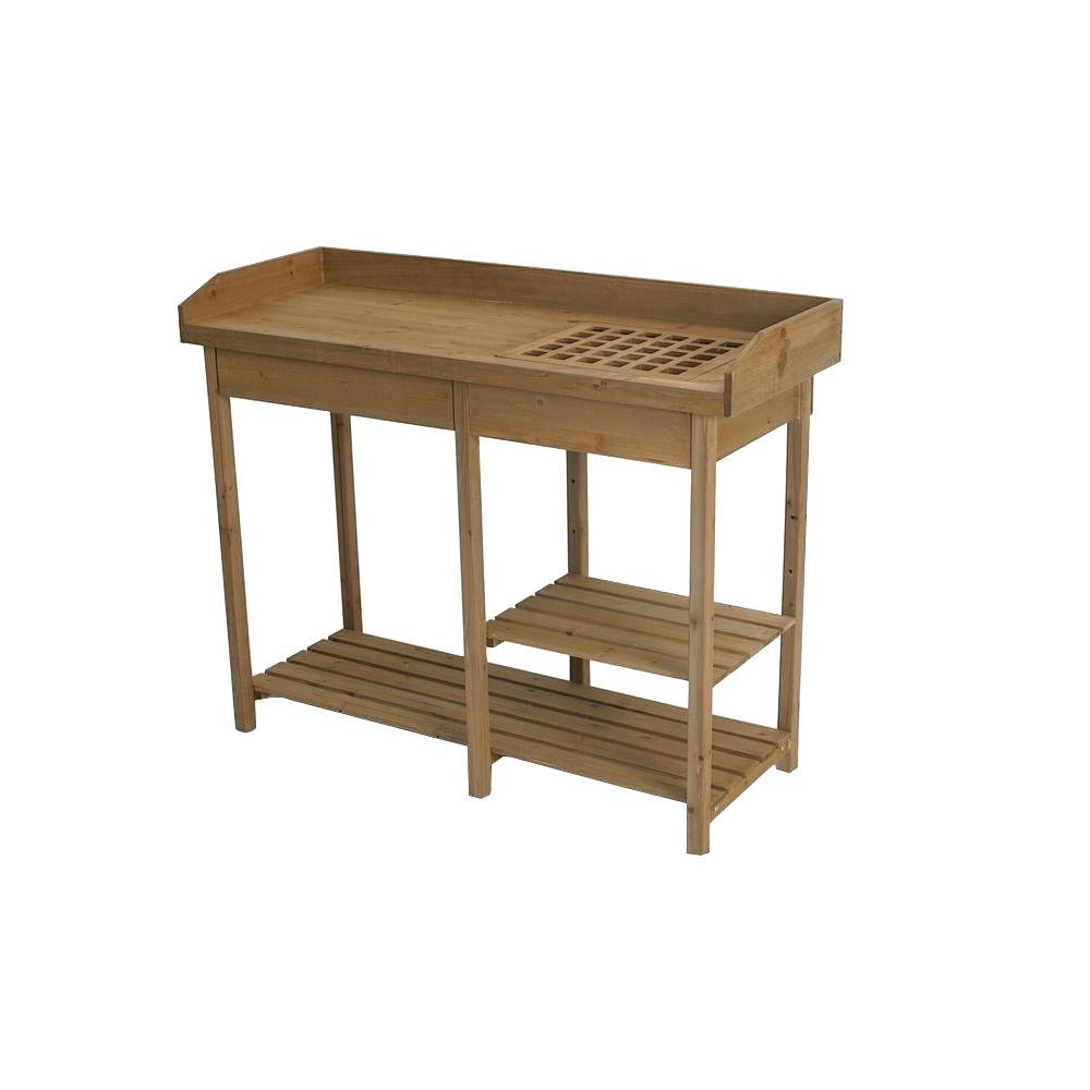 Algreen Potting Bench Table 320041 The Home Depot Algreen Potting Bench Table