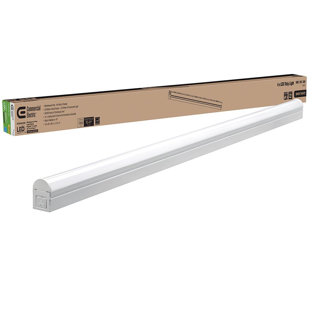 Commercial Electric 4 Ft. 32-Watt Equivalent Integrated LED White Strip ...