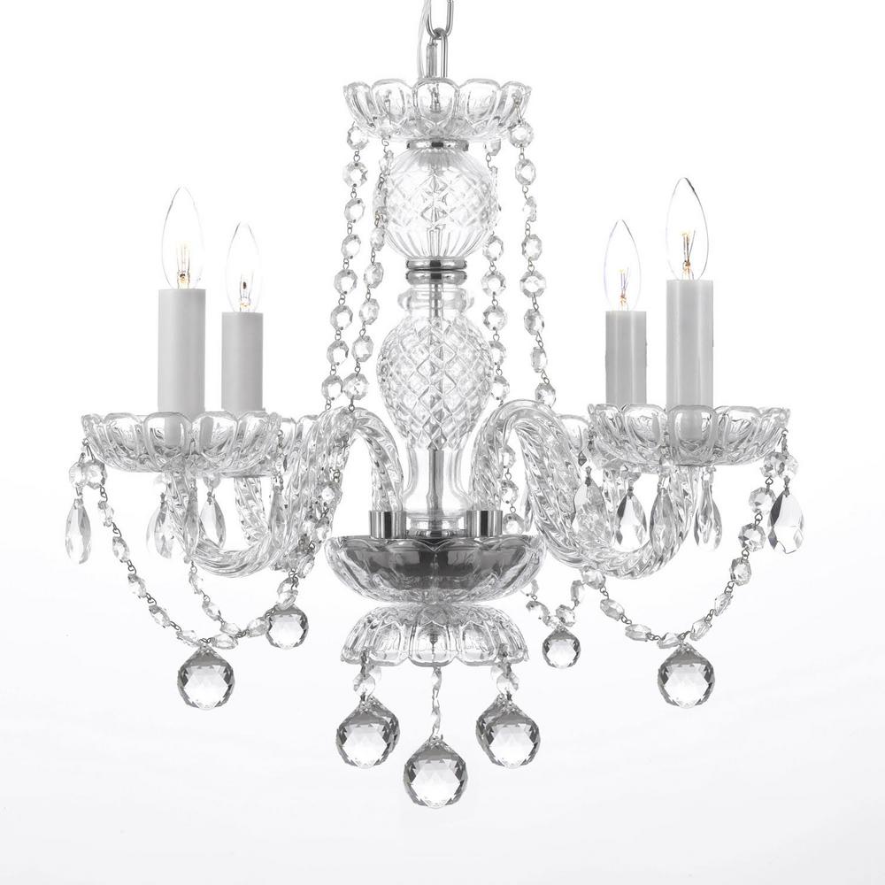 Empress Crystal 4 Light Swarovski Chandelier With Faceted Empress Crystal 4 Light Swarovski Chandelier With Faceted
