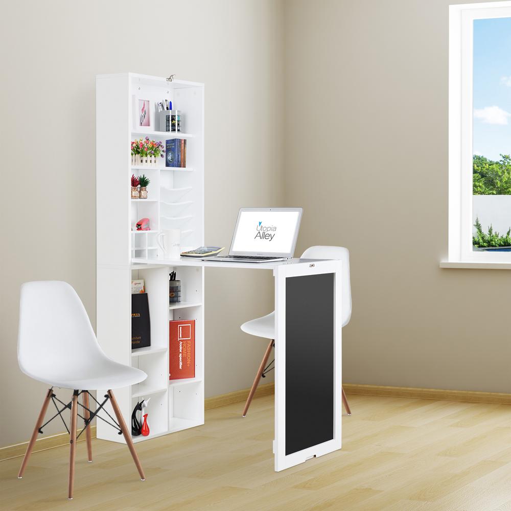 Utopia Alley White Collapsible Fold Down Desk Table Wall Cabinet