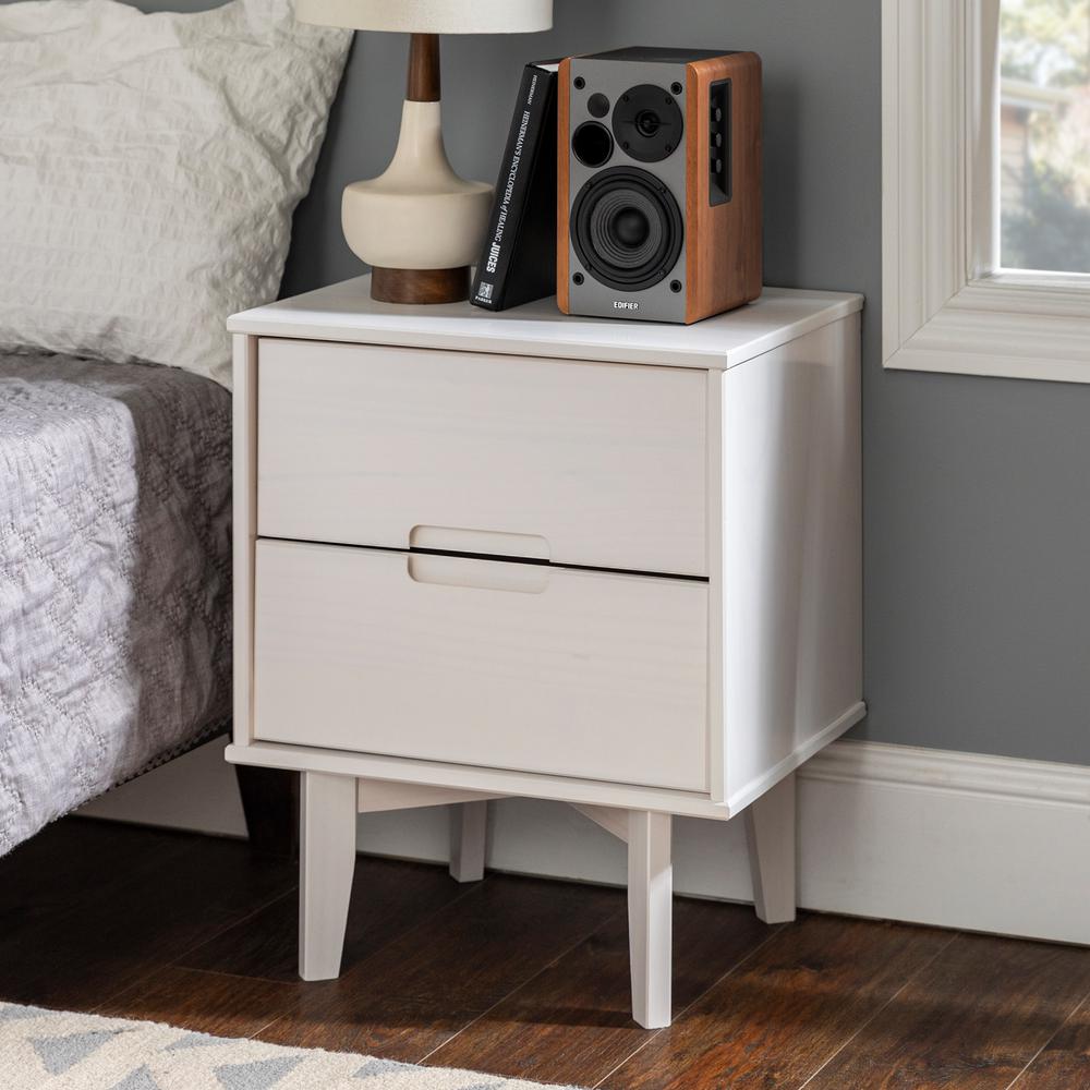 Walker Edison Furniture Company 2Drawer White Groove Handle Wood