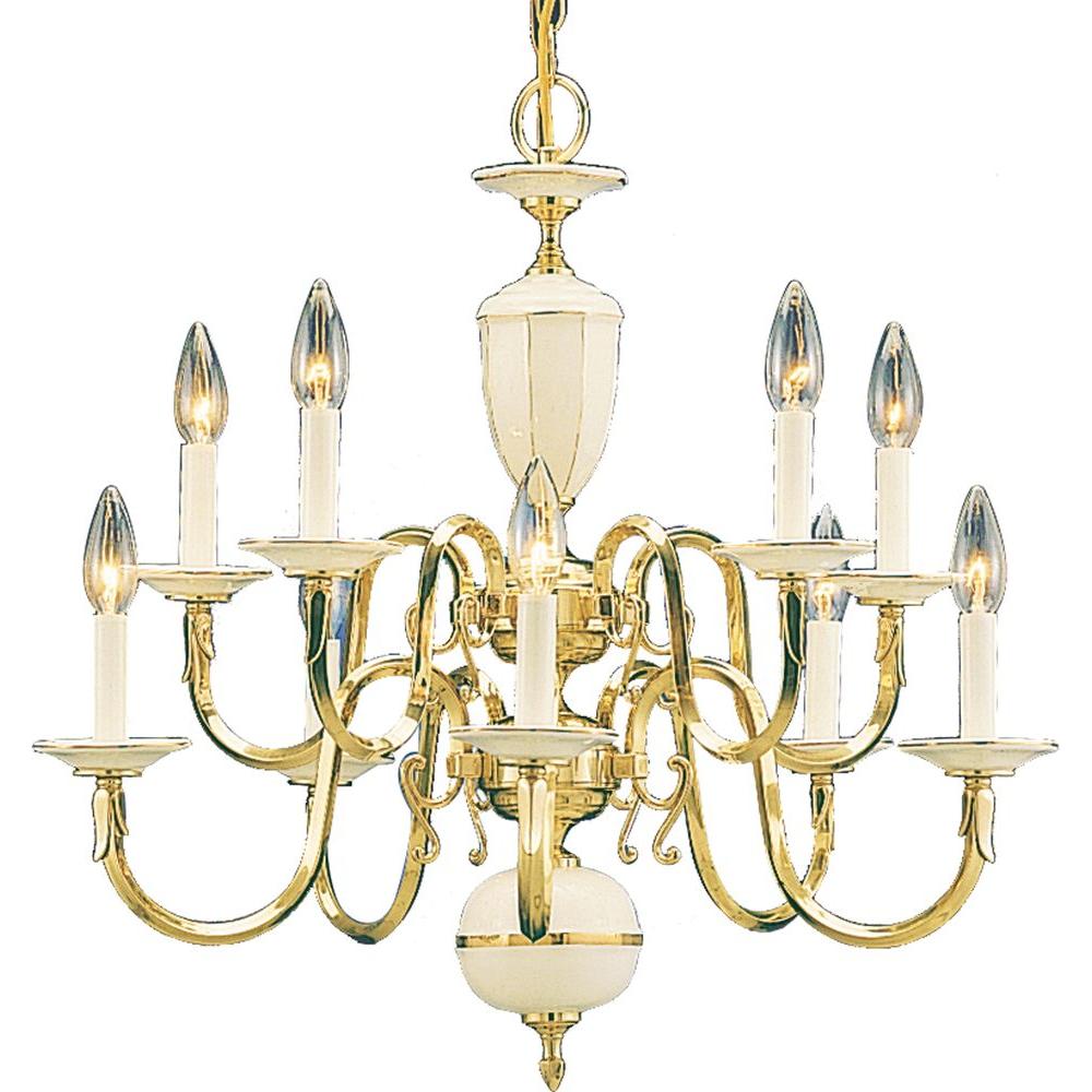 Volume Lighting 10Light Polished Solid Brass ChandelierV39100 The