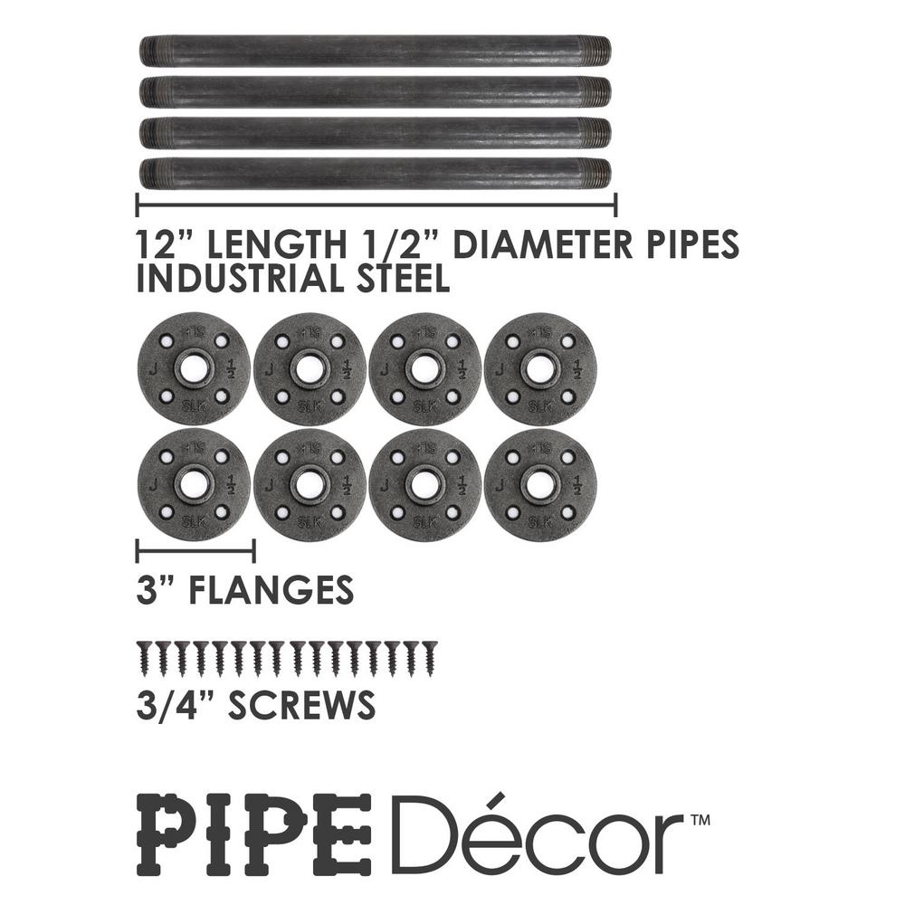 Pipe Decor 24 In Malleable Industrial Pipe And Flange Diy Table
