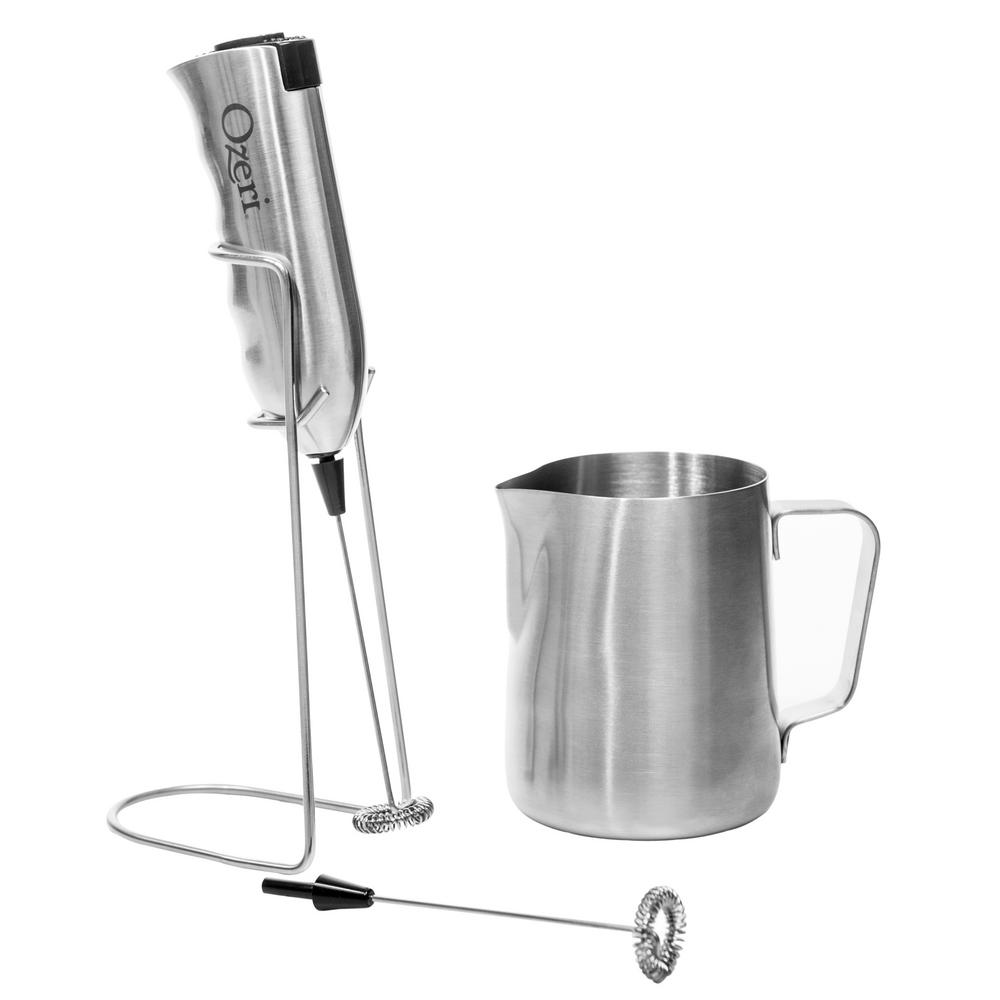 Ozeri Deluxe Milk Frother and 12 oz. Frothing Pitcher in Stainless