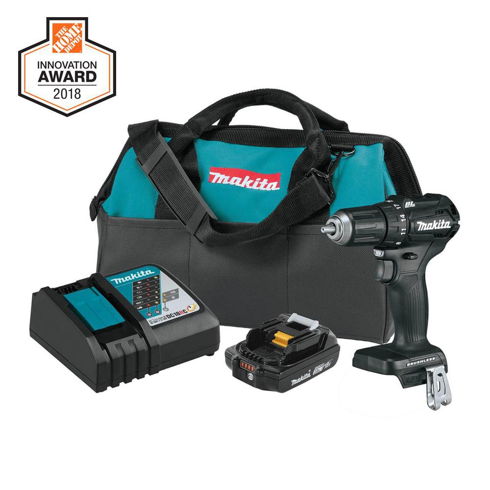 Makita 18-Volt 2.0Ah LXT Lithium-Ion Sub-Compact Brushless Cordless 1/2 ...