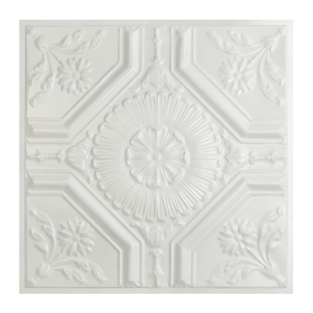 Great Lakes Tin Rochester 2 ft. x 2 ft. LayIn Tin Ceiling Tile in Matte White (20 sq. ft./case