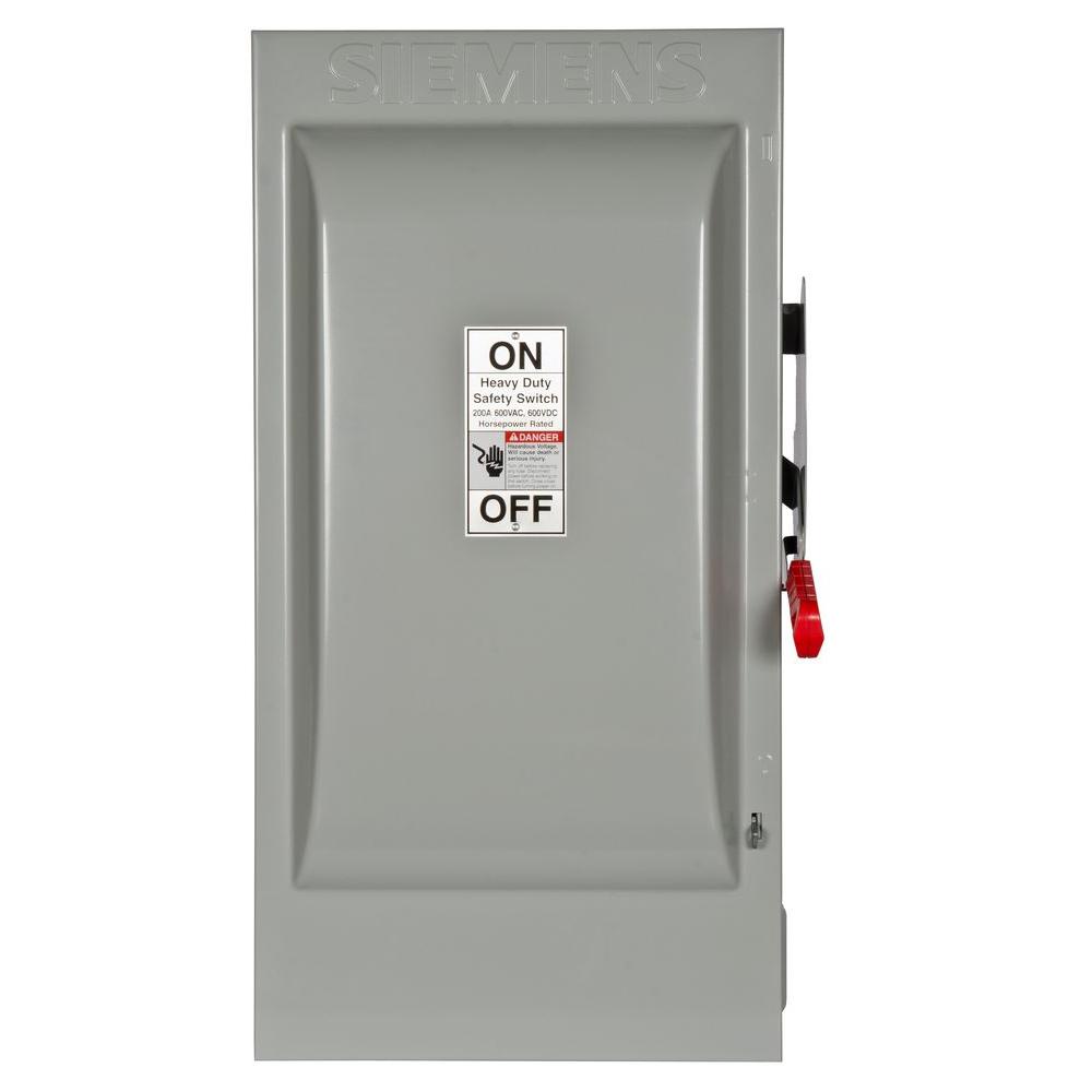 Siemens Heavy Duty 200 Amp 600Volt 3Pole Indoor Fusible Safety Switch