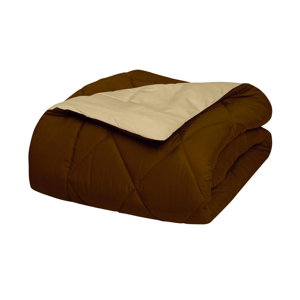 Elegant Comfort Down Alternative Chocolate Brown and Cream Reversible