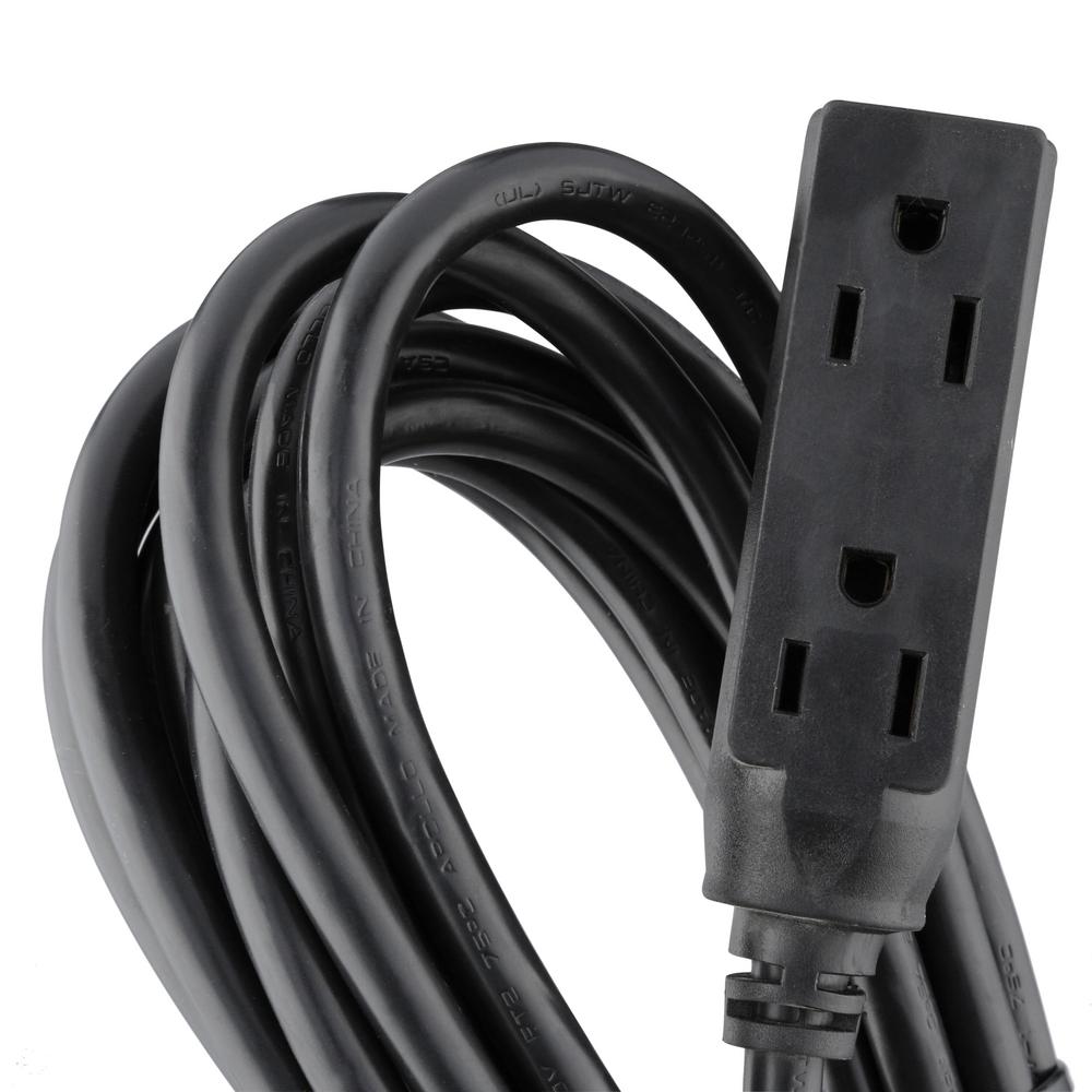 HUSKY Black Banana Tap Extension Cord 15 ft. Indoor Multi Outlet