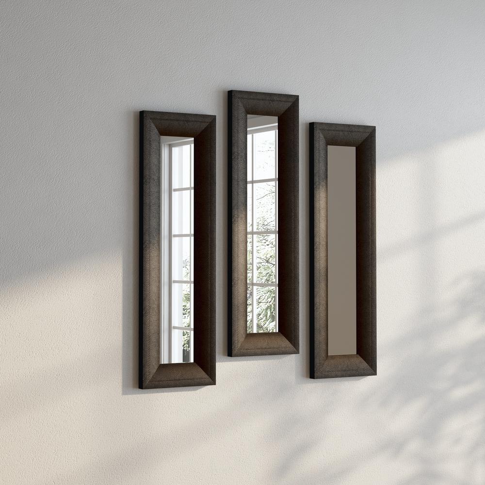 11 75 In X 32 Espresso Leather Vanity Mirror Set Of 3 Panels