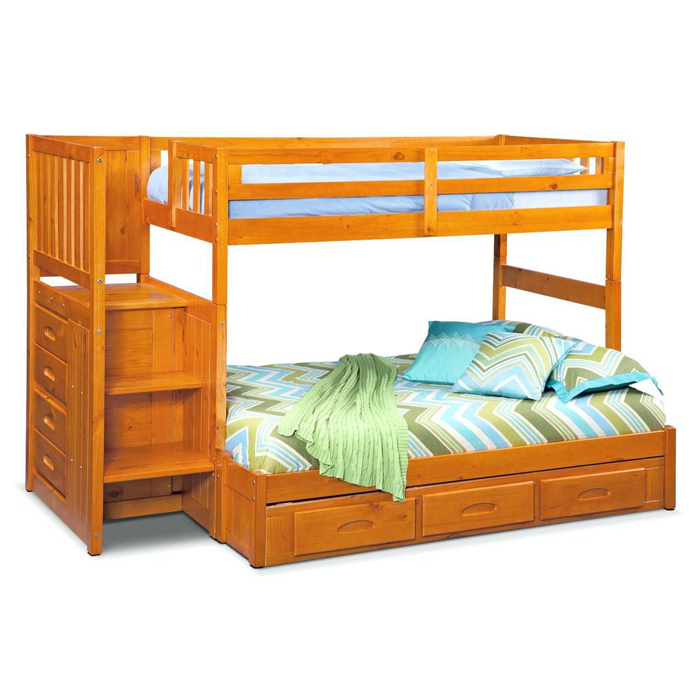 American Furniture Classics Twin over Full Staircase Solid Wood Bunkbed ...