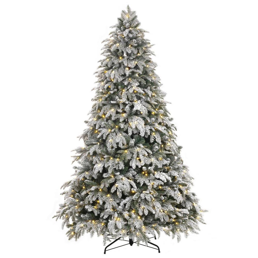 Home Accents Holiday 7.5 ft. Pre-Lit LED Flocked Mixed ...