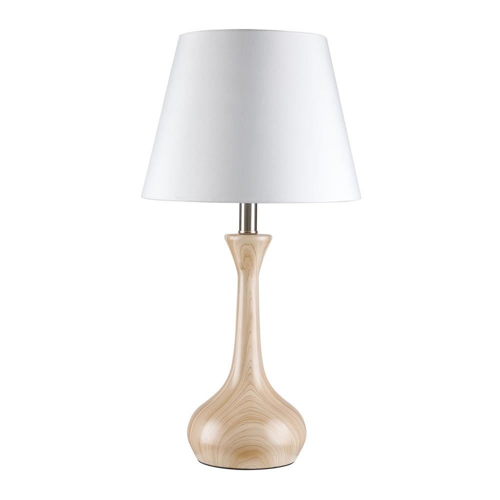 Globe 23 Inch Electric Table Lamp Led Bulb Faux Wood White Fabric Globe 23 Inch Electric Table Lamp Led Bulb Faux Wood White Fabric Empire Shade