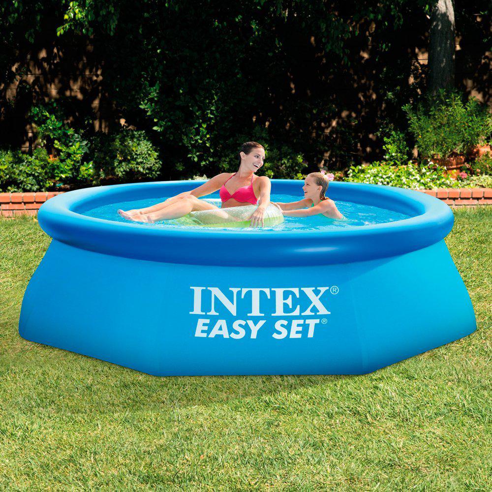 pool inflatable intex pools ground above easy swimming 8ft ft round pump filter gfci gph bestway depot polygonal